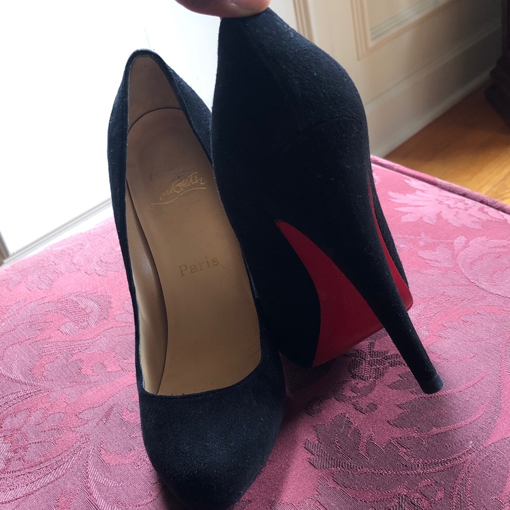 Christian Louboutin Black Classic Suede Heels with Red Bottoms